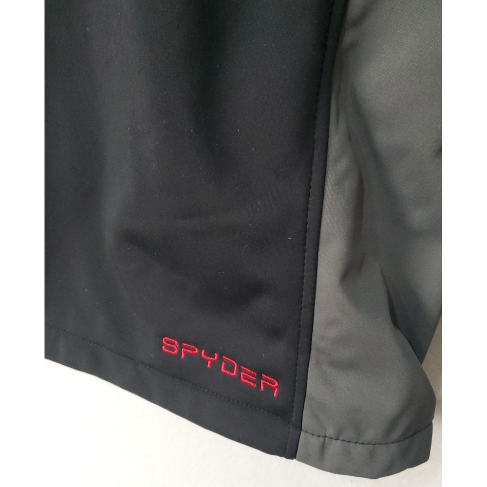 Spyder Soft Shell Hooded Jacket SPFGM183 Black/Gray/Red Men's Size MD NEW! - Picture 4 of 8